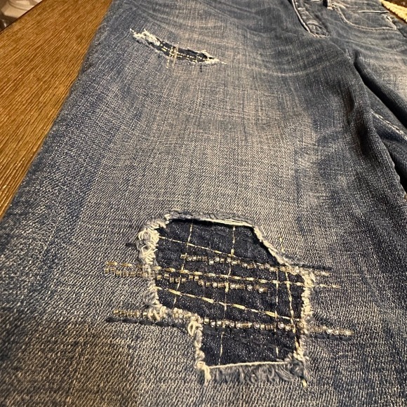 White House Black Market‎ Denim Jeans Ankle High-Rise Distressed Patched 12S - Picture 5 of 12